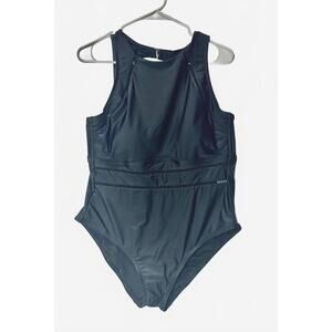 SHADE & SHORE, Black Swimsuit size 16, High Neck, One Piece NEW